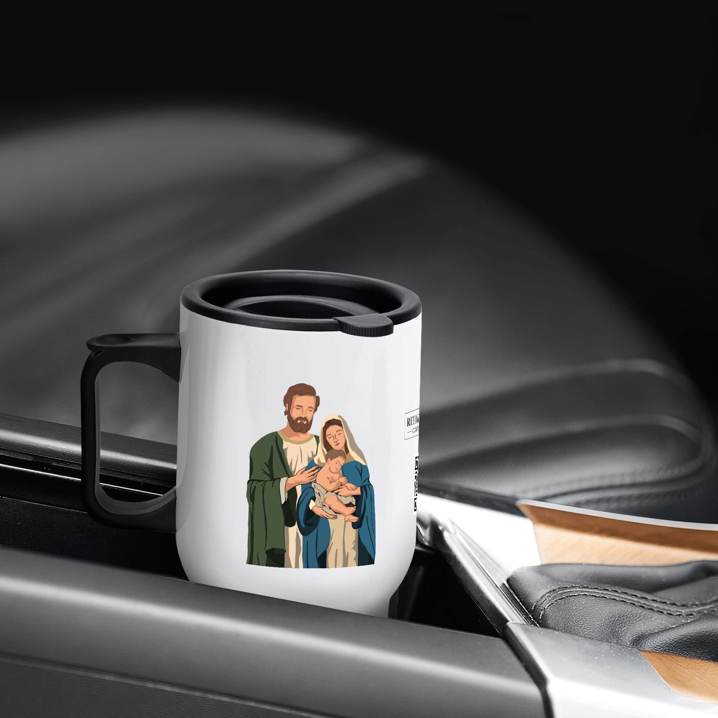 Stainless Steel Travel Coffee Mug (14 oz) - Holy Family