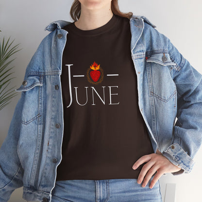 June - O Sacred Heart - Unisex Heavy Cotton Tee
